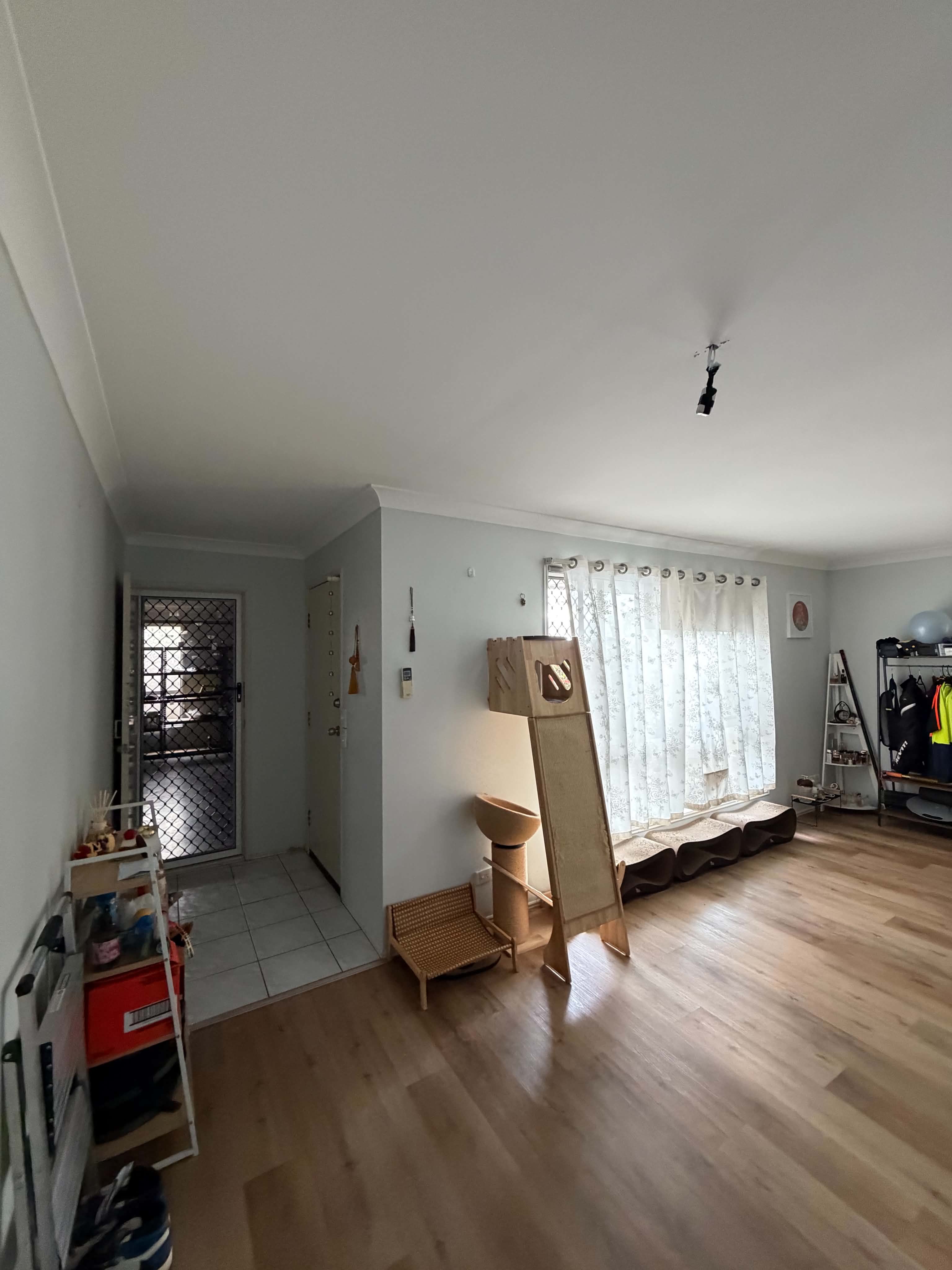Crisp bedroom walls and trim