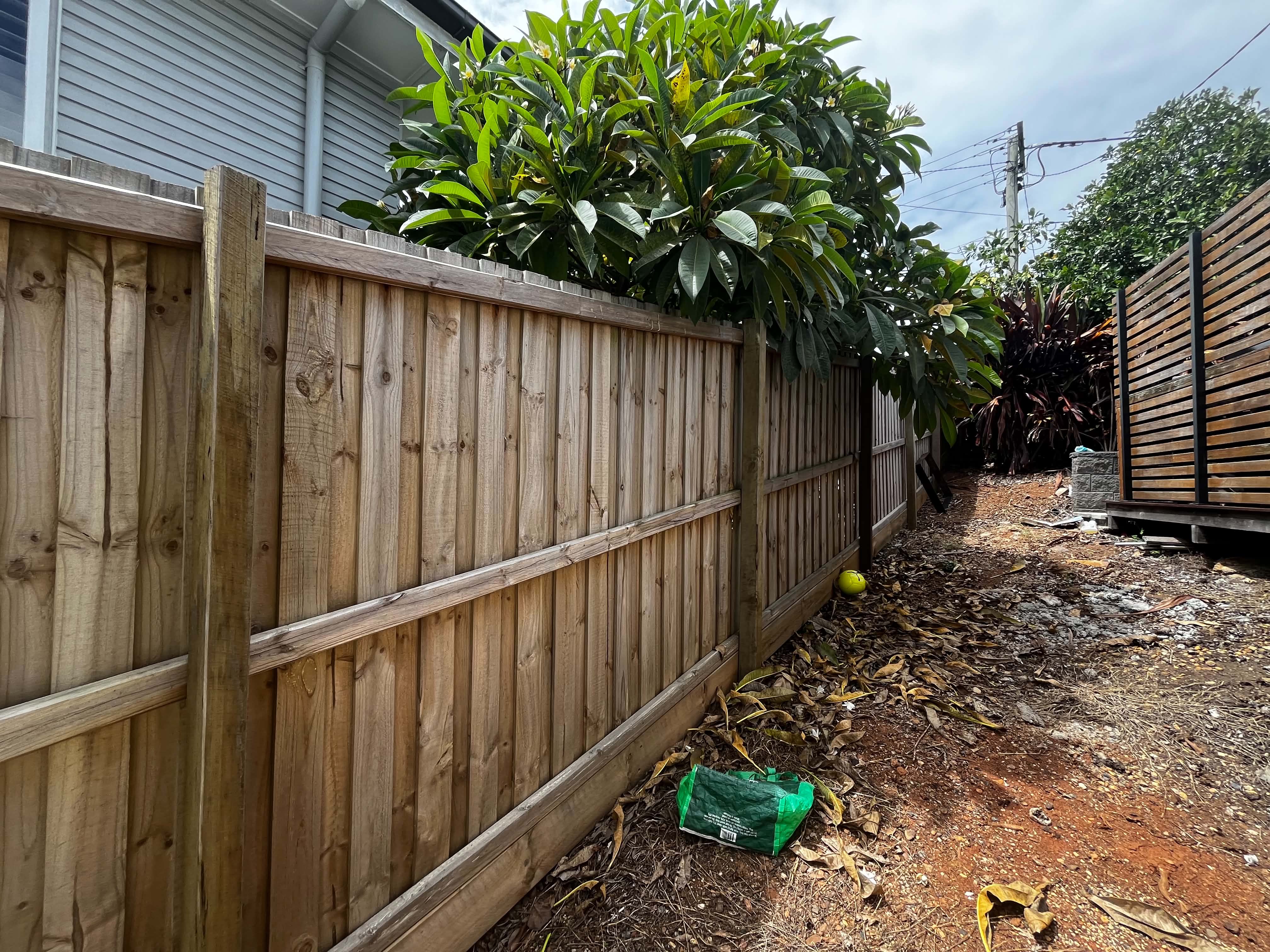 Timber fence before coating